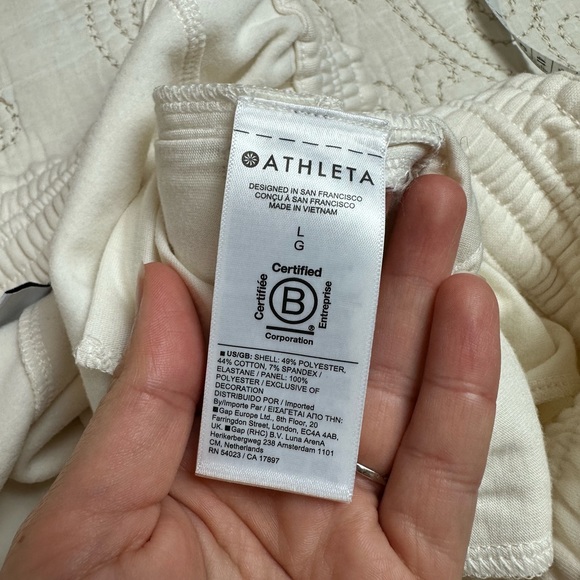Athleta wide leg cropped cream white sweatpants - Picture 9 of 11